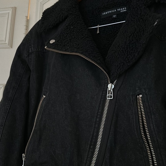 Veronica beard denim and shearling moto jacket - Picture 3 of 4